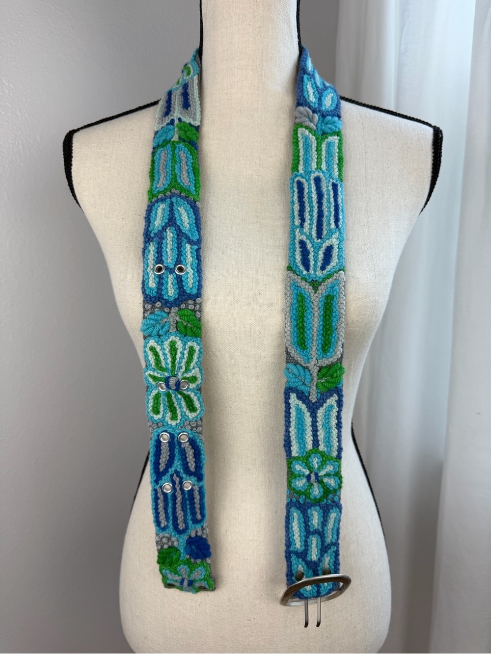 Turquoise & Green Handwoven Embroidered Waist Belt
